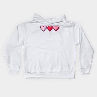 Pink Row of Hearts Pixel Art Kids Hoodie